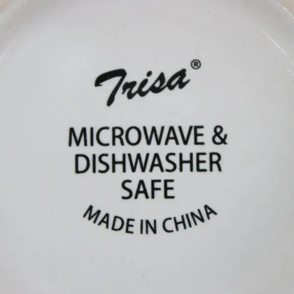 Large Trisa Ceramic Coffee Mug 5" Diameter White Patterned Bands