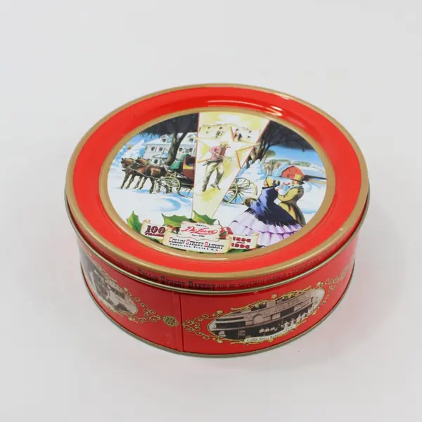 Collin Street Bakery Fruitcake Tin 1996 Corsicana TX 100 Years, 7" Round 