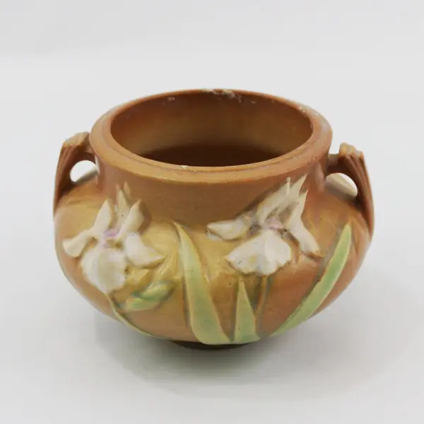 Vintage Roseville Iris Double Handle Jardiniere Planter 5x5x3.5" 647
