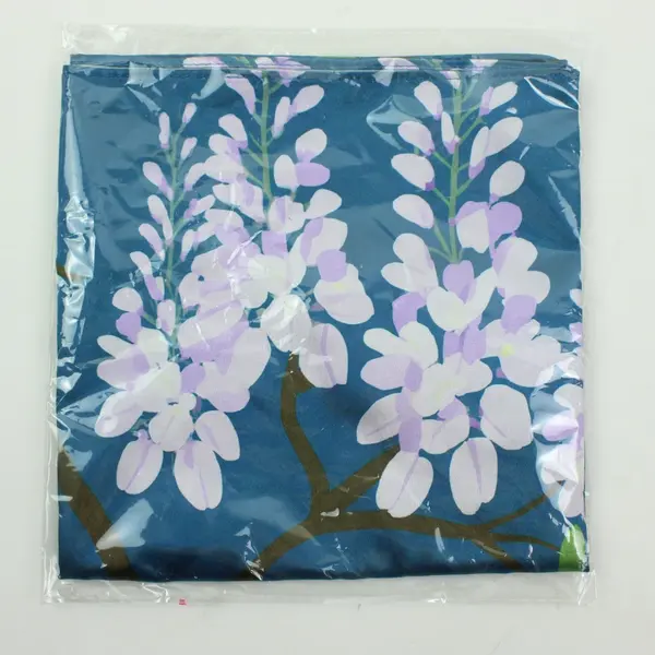 Faux Silk Scarf 27x27 Blue Watercolor Flowering Vine Floral Print