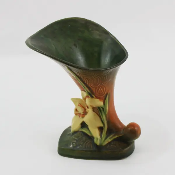 Roseville Pottery Zephyr Lily Green 6" Cornucopia Vase Pattern 203