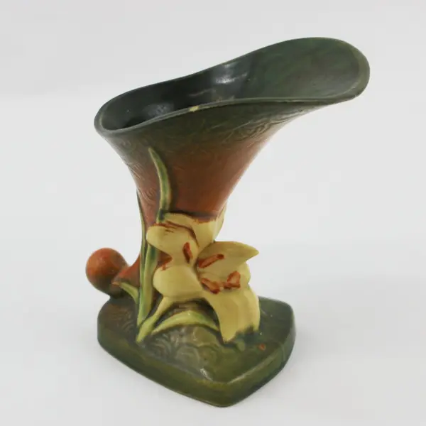Roseville Pottery Zephyr Lily Green 6" Cornucopia Vase Pattern 203