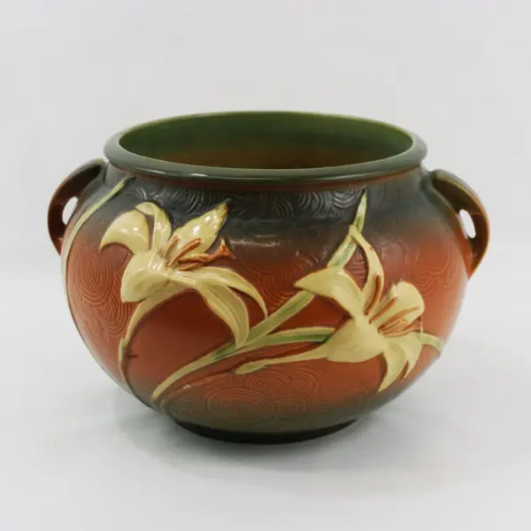 Vintage Roseville Zephyr Lily Handled Jardiniere Planter 671-8