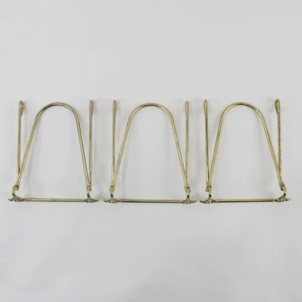 Lot of 3 Fleur de Lis Gold Tone Metal Plate Display Easels
