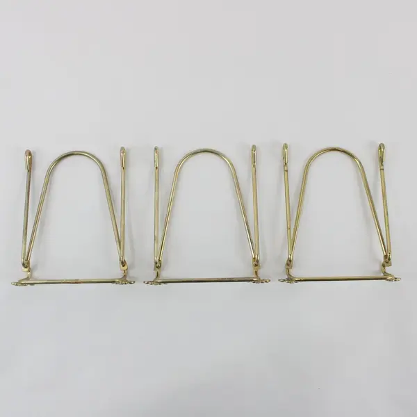 Lot of 3 Fleur de Lis Gold Tone Metal Plate Display Easels