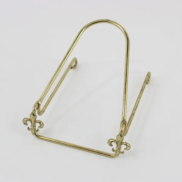 Lot of 3 Fleur de Lis Gold Tone Metal Plate Display Easels