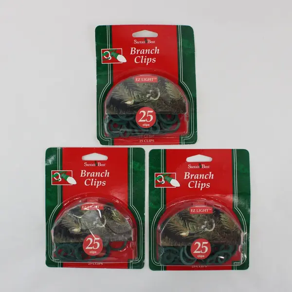 Lot of 3 Packages Santa's Best EZ Light Branch Clips 75 Count Total