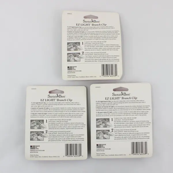 Lot of 3 Packages Santa's Best EZ Light Branch Clips 75 Count Total