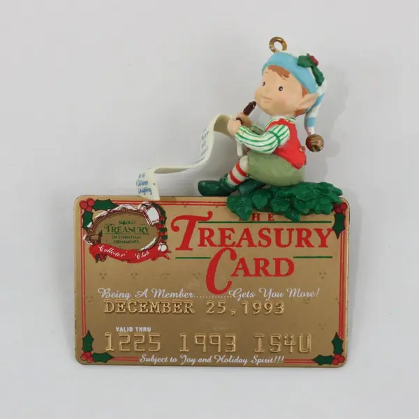1993 Enesco The Treasury Card Christmas Ornament Collectible
