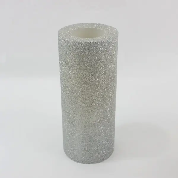 Set of 3 Silver Sparkly Battery-Operated Pillar Candles Tested Working