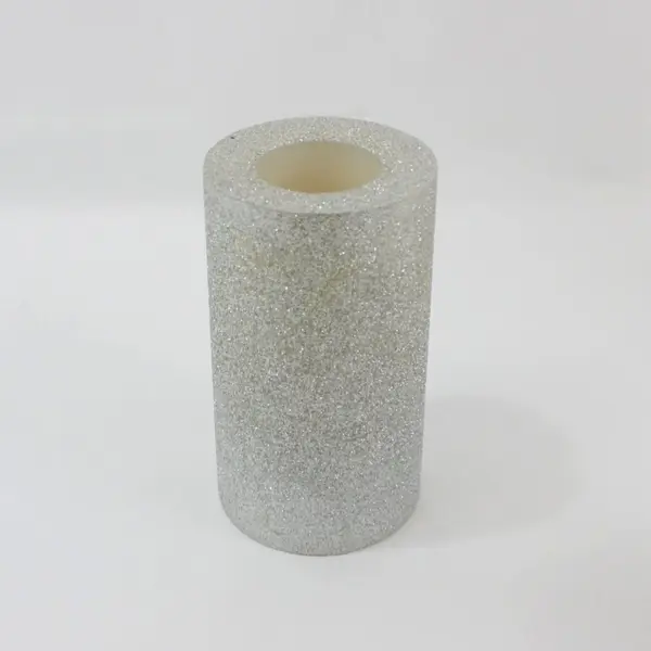 Set of 3 Silver Sparkly Battery-Operated Pillar Candles Tested Working