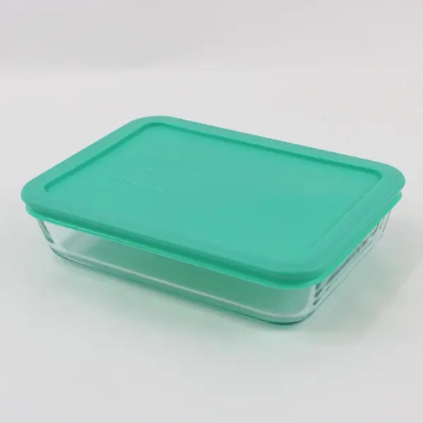 Pyrex 7210 3 Cup Clear Glass Baking Dish with Teal Lid