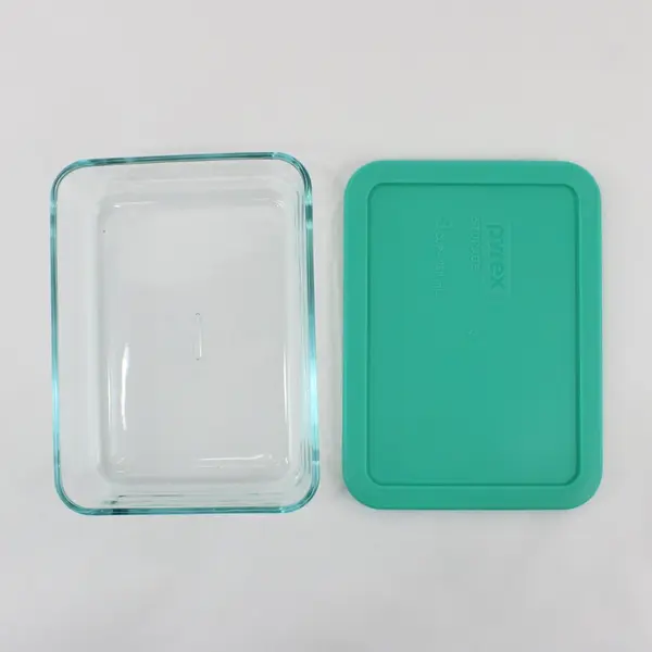Pyrex 7210 3 Cup Clear Glass Baking Dish with Teal Lid