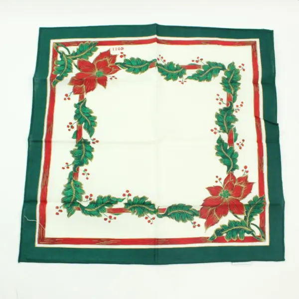 Set of 4 Bardwil Linens Christmas Poinsettia Napkins 17x17