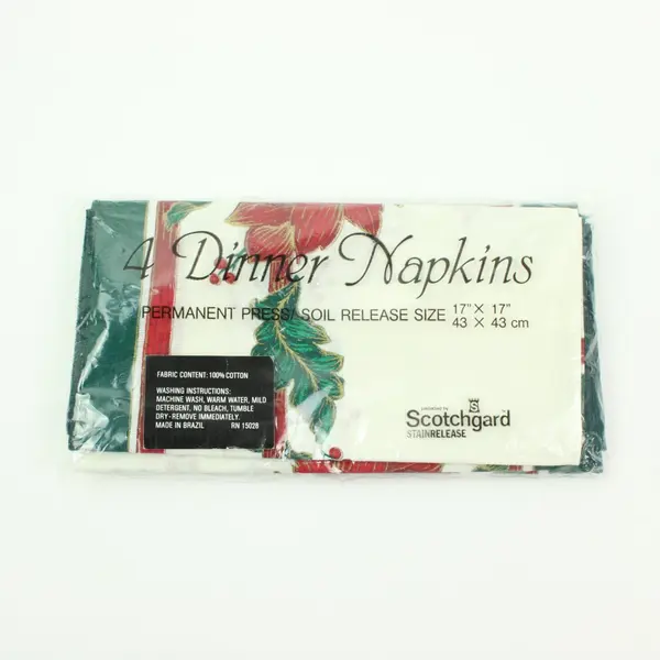 Set of 4 Bardwil Linens Christmas Poinsettia Napkins 17x17