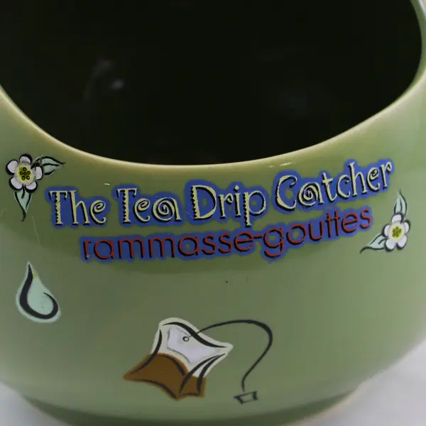 Novelty Green And Yellow Ceramic Tea Drip Catcher Teapot Decorative