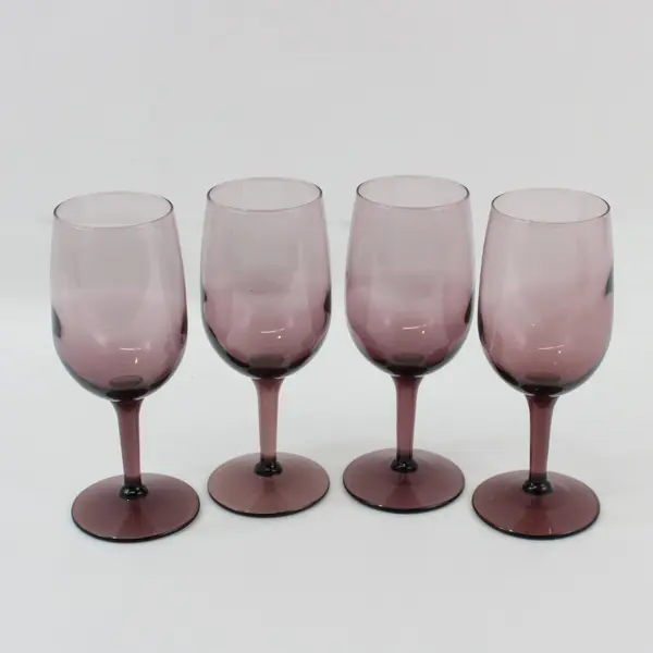 Vintage Libbey Premiere Plum Tinted Stemmed Wine Glasses Set of 4
