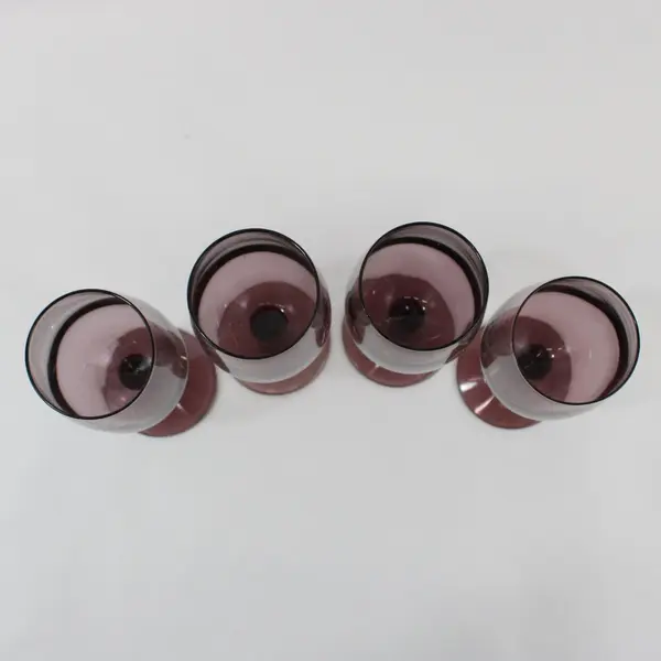 Vintage Libbey Premiere Plum Tinted Stemmed Wine Glasses Set of 4