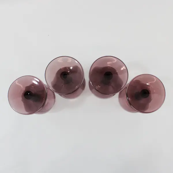 Vintage Libbey Premiere Plum Tinted Stemmed Wine Glasses Set of 4