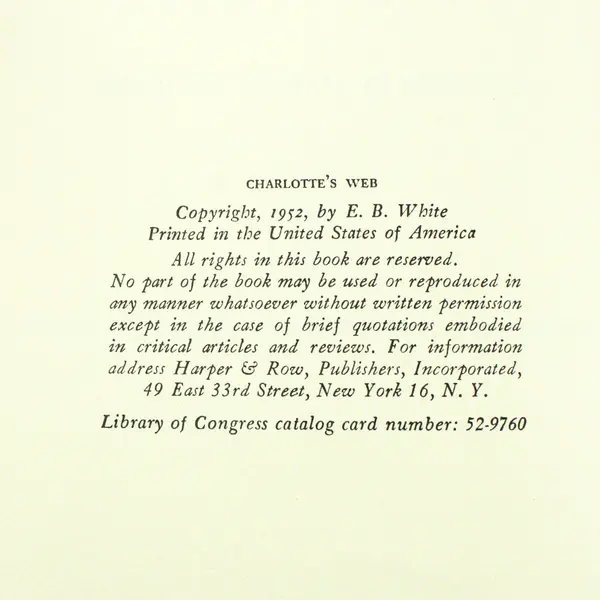 Charlotte's Web E.B. White Illustrated Children's HC Book 1st Edition 1952 Good