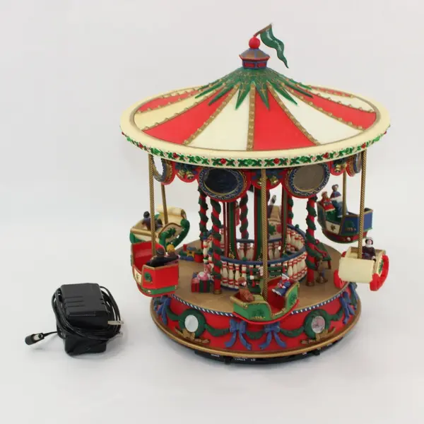1996 Mr. Christmas Holiday Fair Lighted  Musical Carousel Works