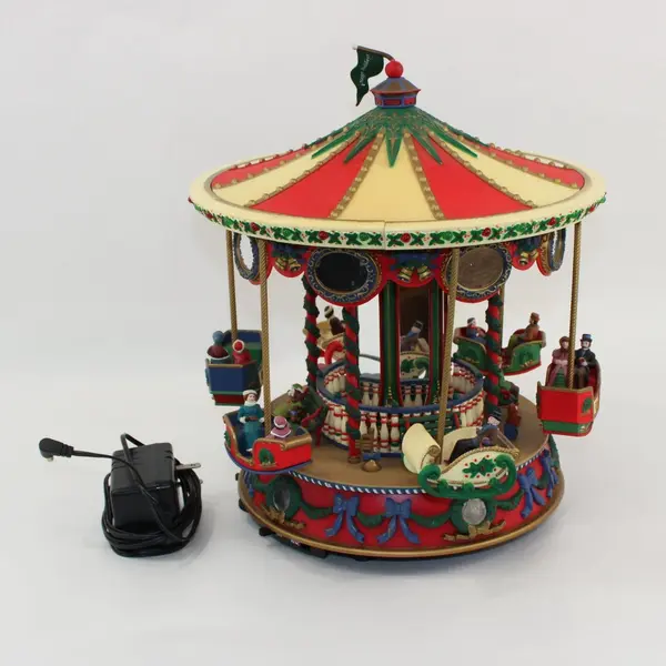 1996 Mr. Christmas Holiday Fair Lighted  Musical Carousel Works