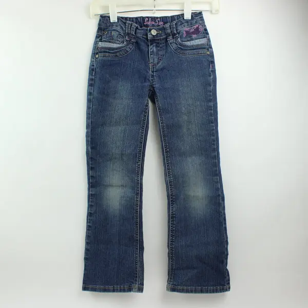 Lulu Liu Girls Size 5 Dark Wash Bootcut Jeans Embroidered Detail
