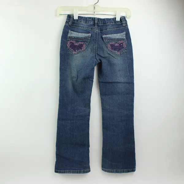 Lulu Liu Girls Size 5 Dark Wash Bootcut Jeans Embroidered Detail