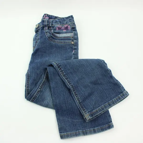 Lulu Liu Girls Size 5 Dark Wash Bootcut Jeans Embroidered Detail