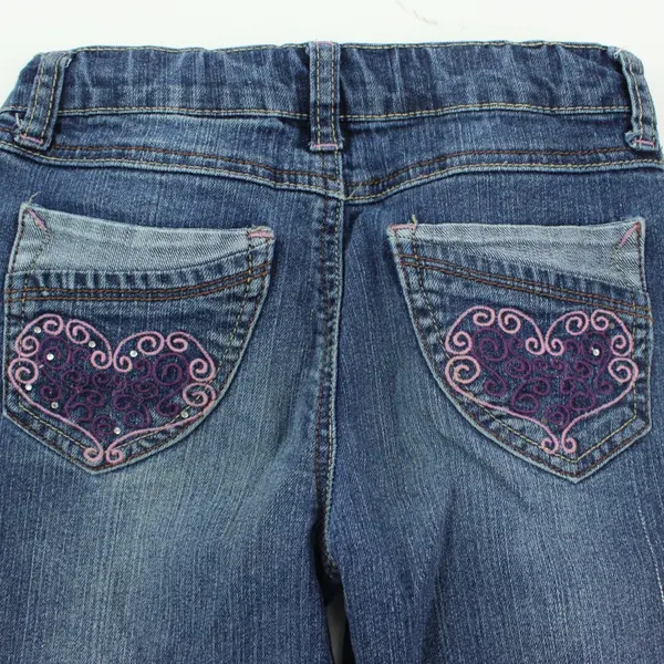 Lulu Liu Girls Size 5 Dark Wash Bootcut Jeans Embroidered Detail