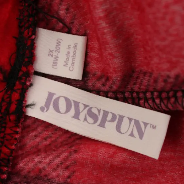 Joyspun Women's 2X Red Black Plaid Pajama Pants 18W-20W