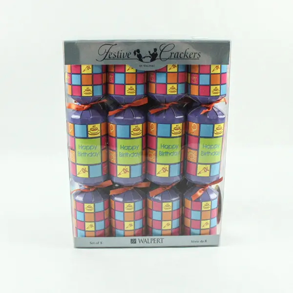 Walpert Birthday Crackers Set of 8 Festive Party Decor