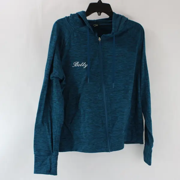 Athletic Works Women's XL 16-18 Teal Space Dye Full Zip Hoodie Betty Embroidery