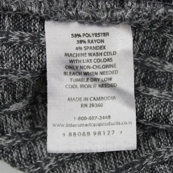DIP Women's Gray Ribbed Knit Long Sleeve Mock Neck Top Size L