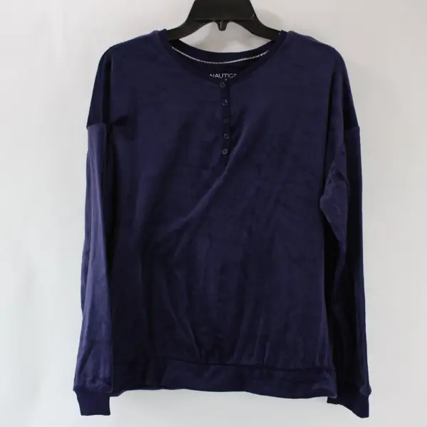 Nautica Women's Large Purple Fleece Henley Long Sleeve Stretch Shirt