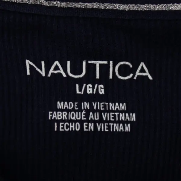 Nautica Women's Large Purple Fleece Henley Long Sleeve Stretch Shirt