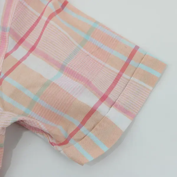 Cabin Creek Women's 3X Plaid Button-Up Shirt Orange/Pink Wrinkle-Free