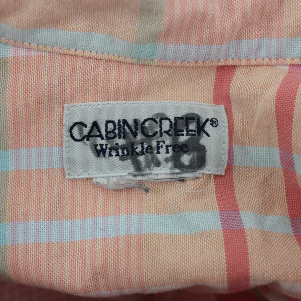 Cabin Creek Women's 3X Plaid Button-Up Shirt Orange/Pink Wrinkle-Free