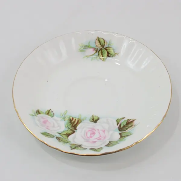 Hutkari Potteries Bone China Teacup & Saucer Set Rose Floral