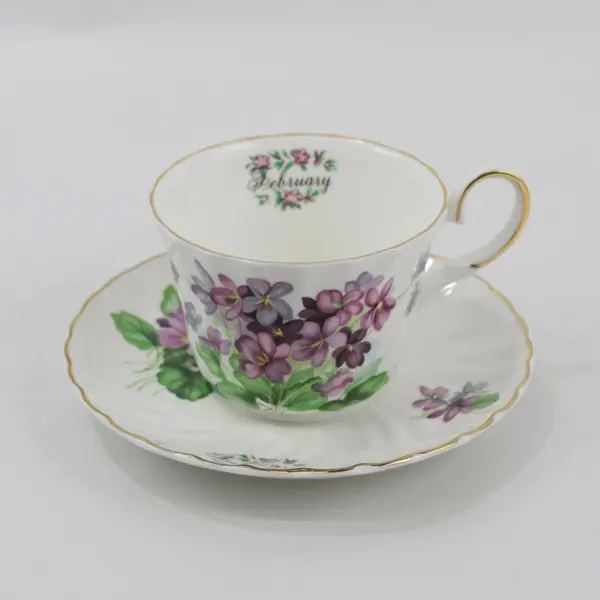 Royal Patrician Bone China February Violet Flower of Month Cup Saucer