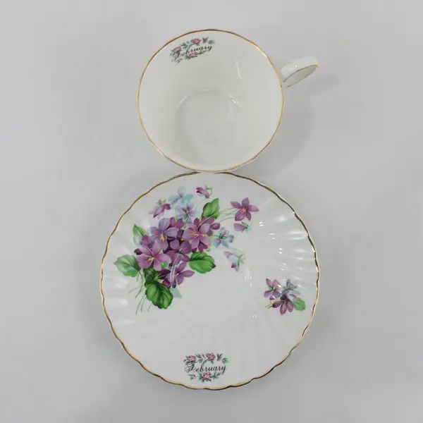 Royal Patrician Bone China February Violet Flower of Month Cup Saucer