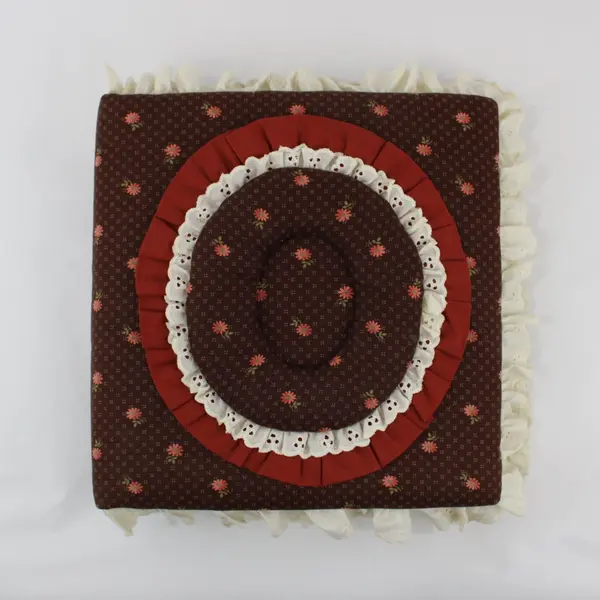 Decorative Brown Floral Fabric Lace Photo Album Box 11.5 x 12 Inch