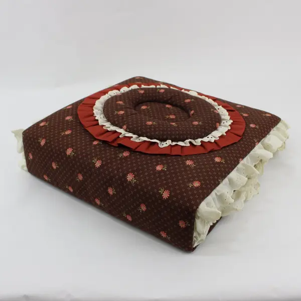Decorative Brown Floral Fabric Lace Photo Album Box 11.5 x 12 Inch