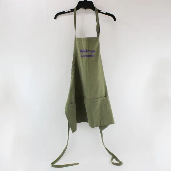 Fame Fabrics Willakenzie Lavender Embroidered Apron Olive Green