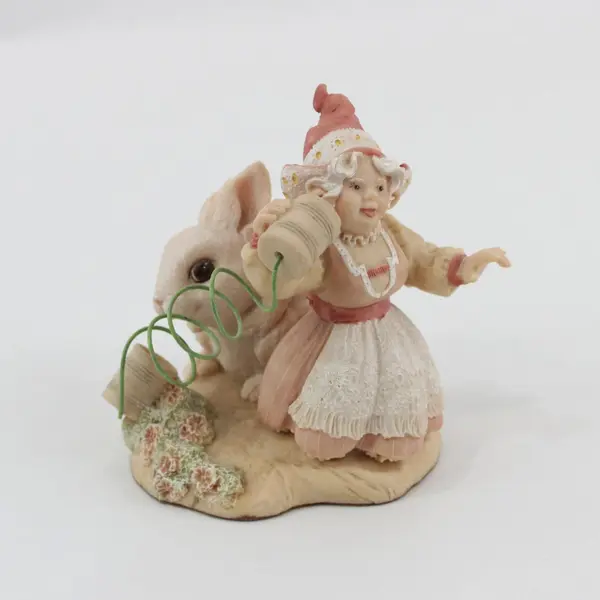 1990 Enesco Merri Roderick Lieblings Keep In Touch Rabbit Girl Figurine 621986 