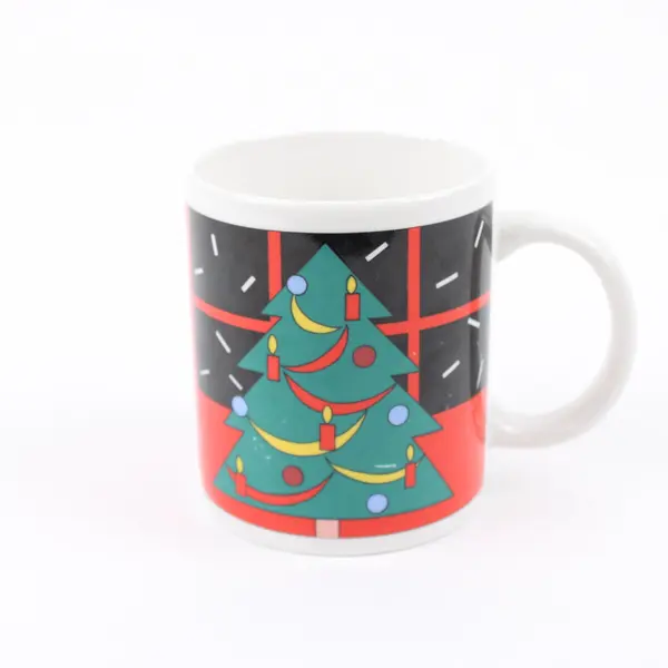 Miyazaki Creates Christmas Tree Cat Coffee Mug Red Ceramic Holiday