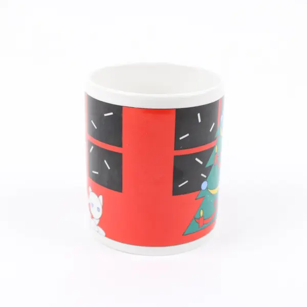 Miyazaki Creates Christmas Tree Cat Coffee Mug Red Ceramic Holiday