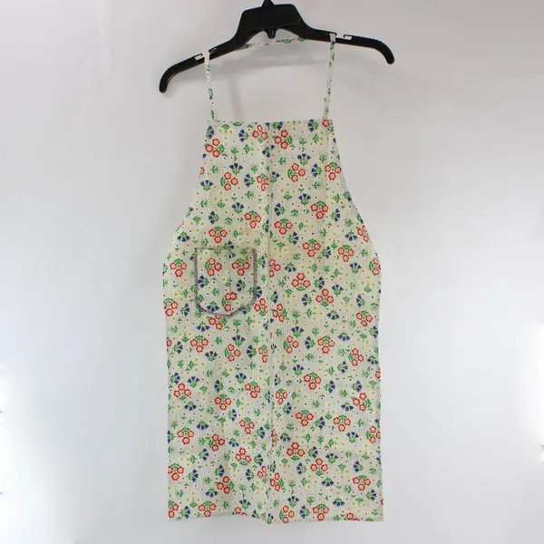 Floral Bib Apron Adjustable Waist Ties One Size
