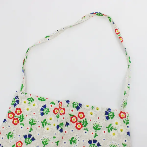 Floral Bib Apron Adjustable Waist Ties One Size
