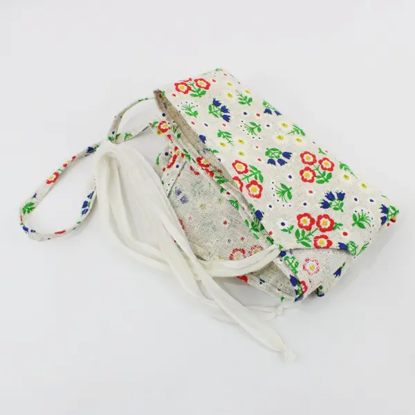 Floral Bib Apron Adjustable Waist Ties One Size